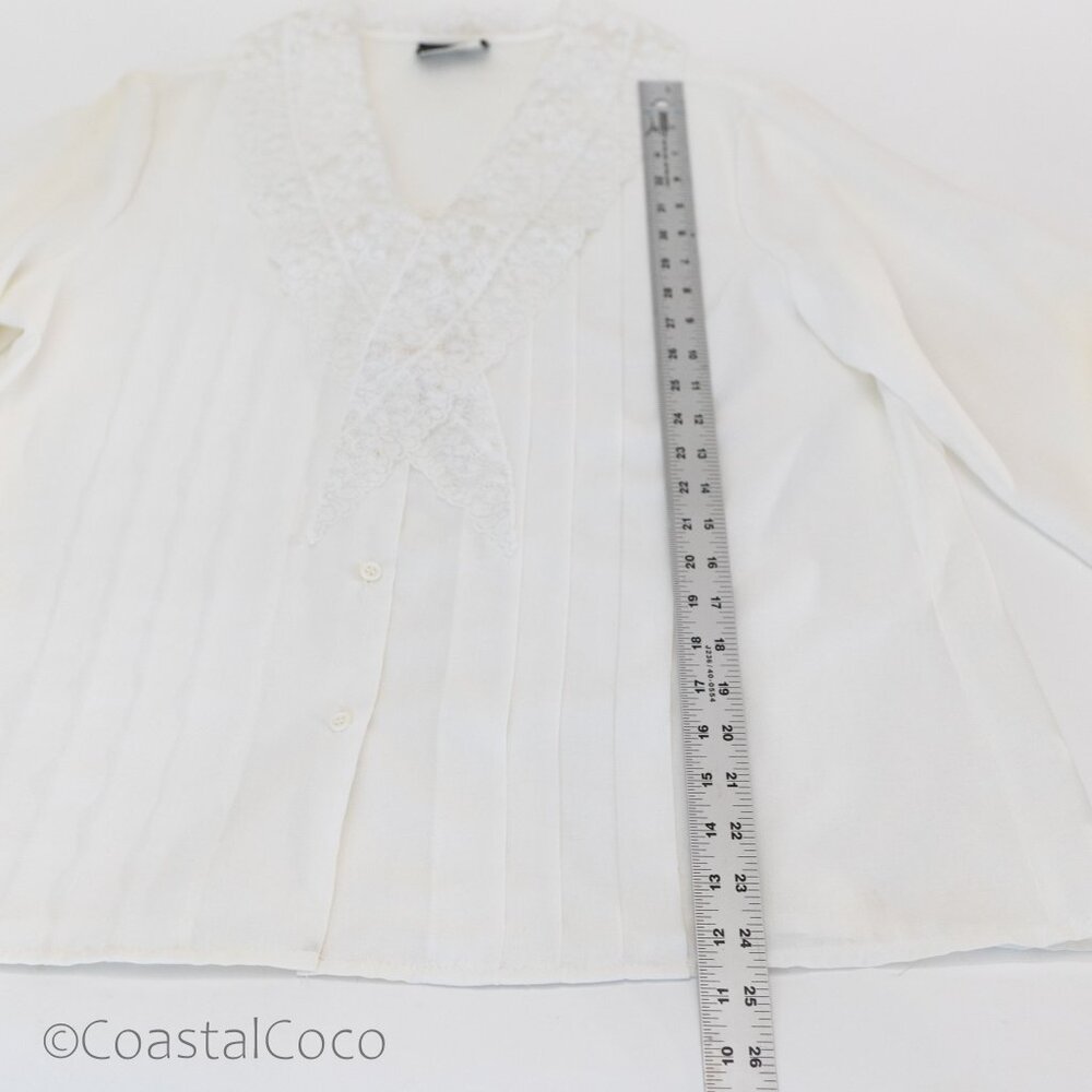 Southern Lady 15/16 Blouse White Romantic Lace Cottagecore Victorian Prairie - Picture 13 of 14